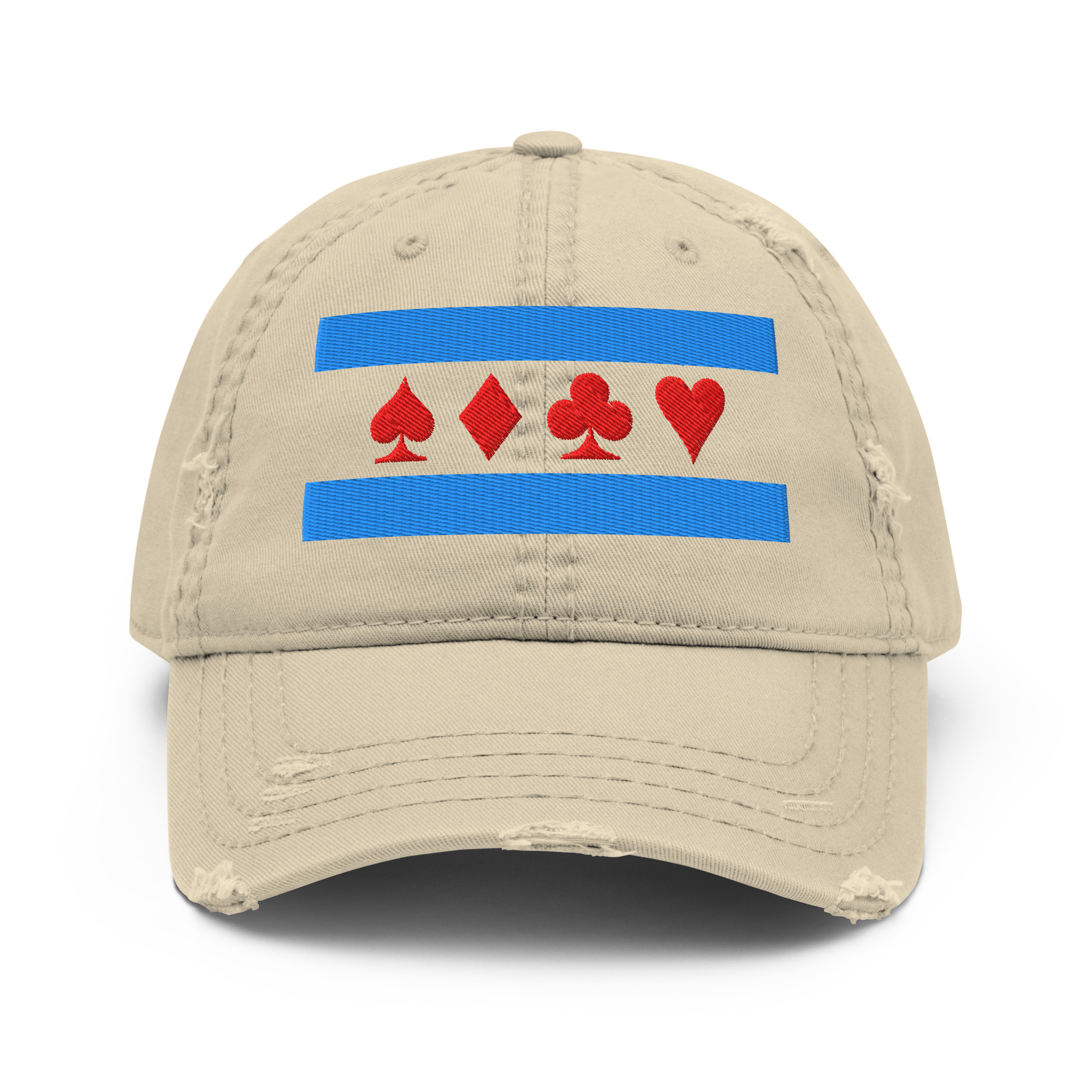 Chicago Flag Distressed Dad Hat - Four Suits Edition