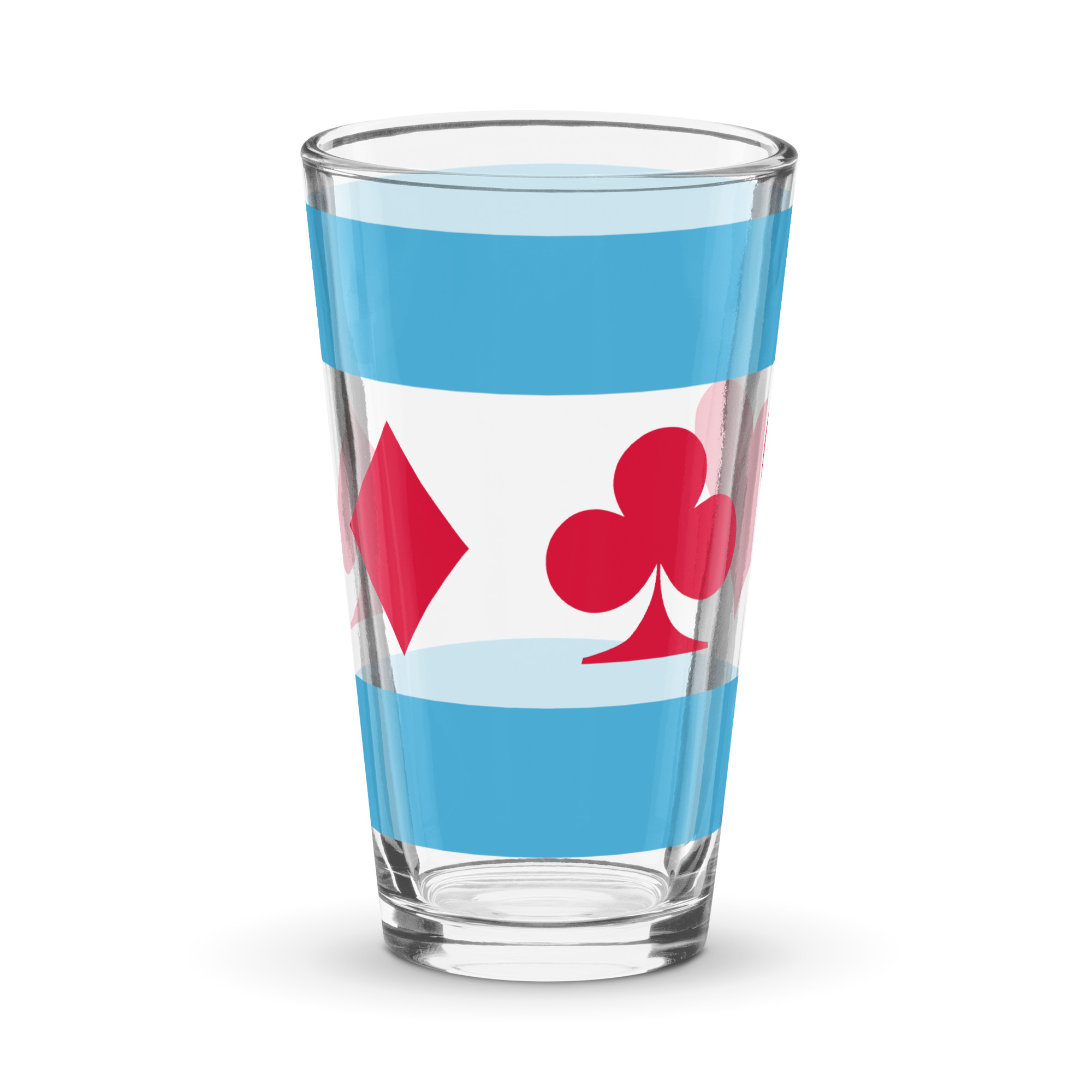 Chicago Flag Shaker Pint Glass - Four Suits Edition