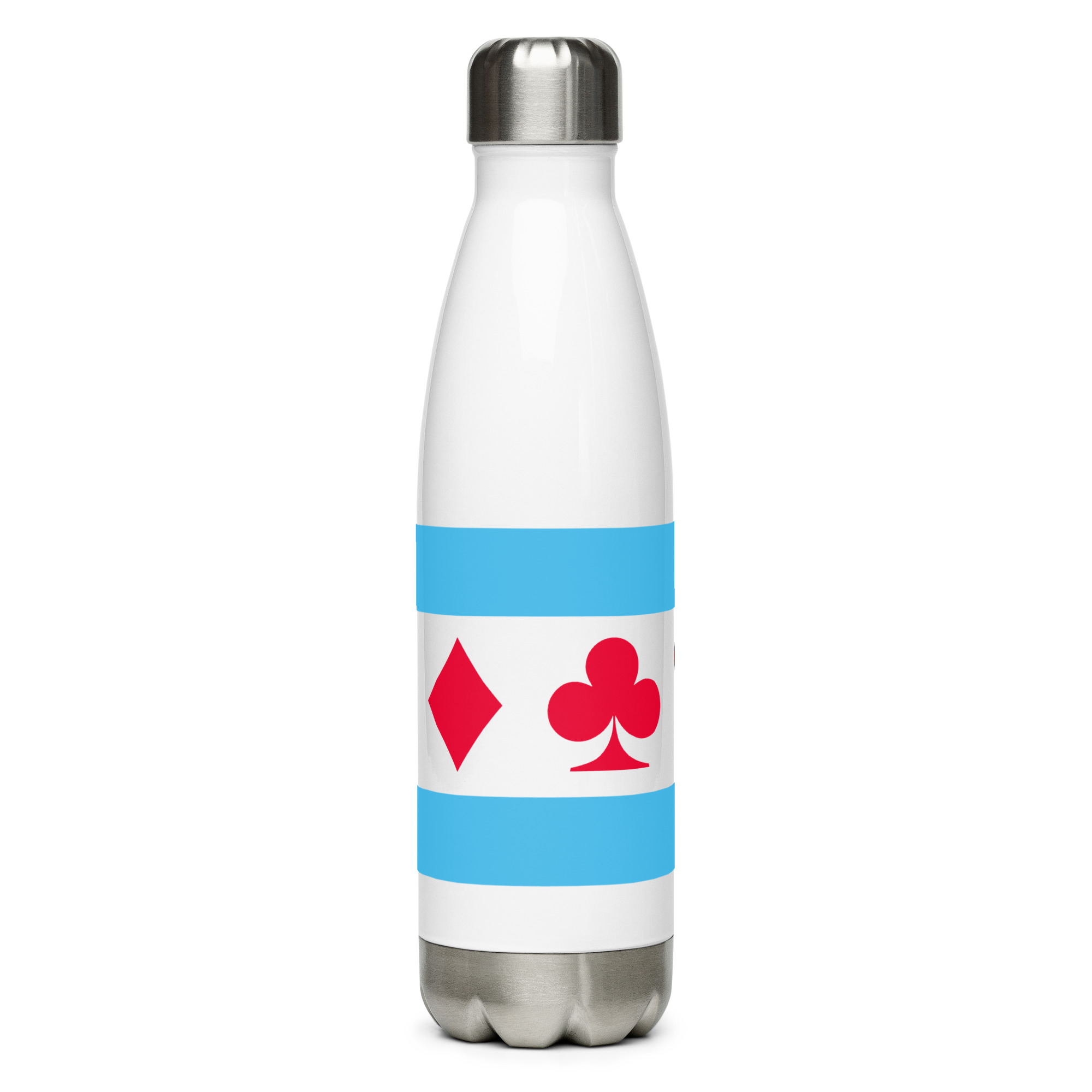Chicago Flag Stainless Steel Water Bottle - Four Suits Edition